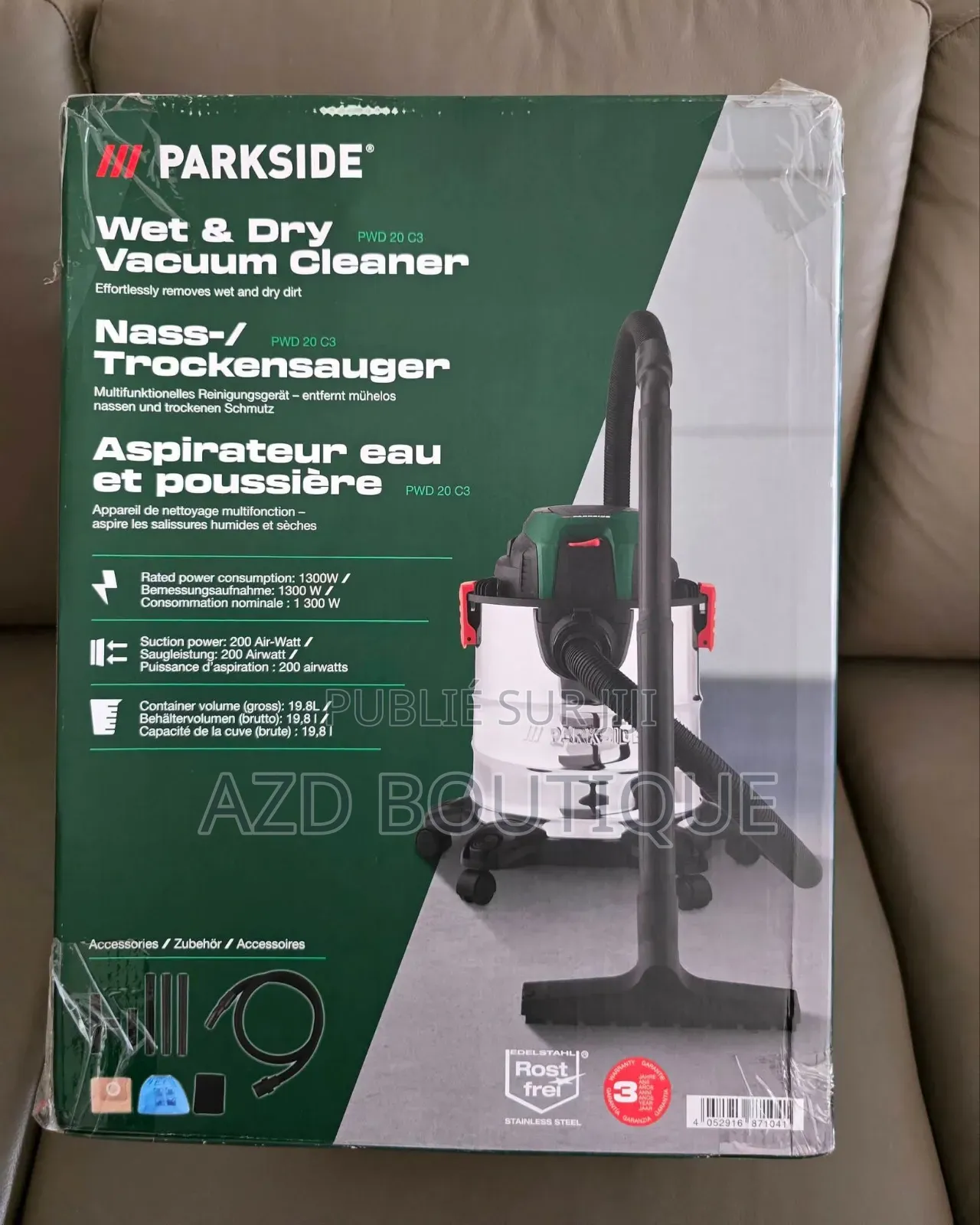 Aspirateur Eau Et Poussière Parkside 1300w - 20l (Neuf)