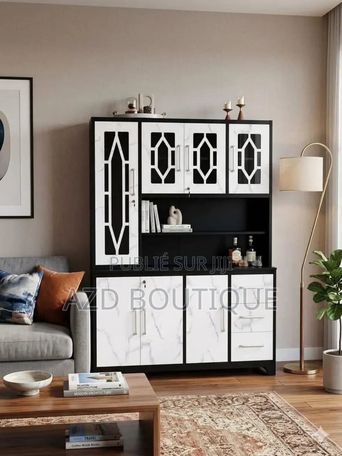 Grand Buffet Moderne en Acier Inoxydable/Vaisselier