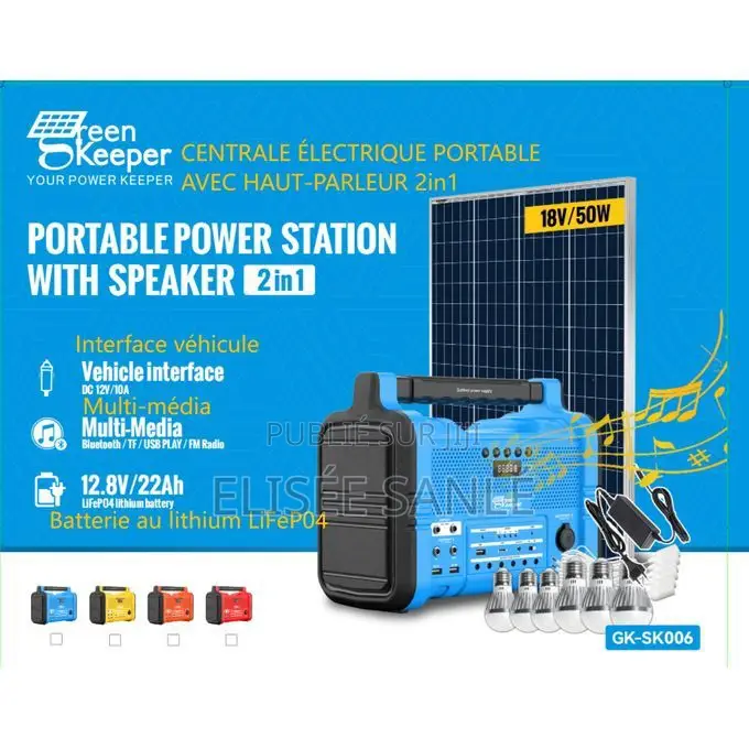Générateur Solaire Portable Gk-Sk006 – Woofer + Énergie 2 en 1