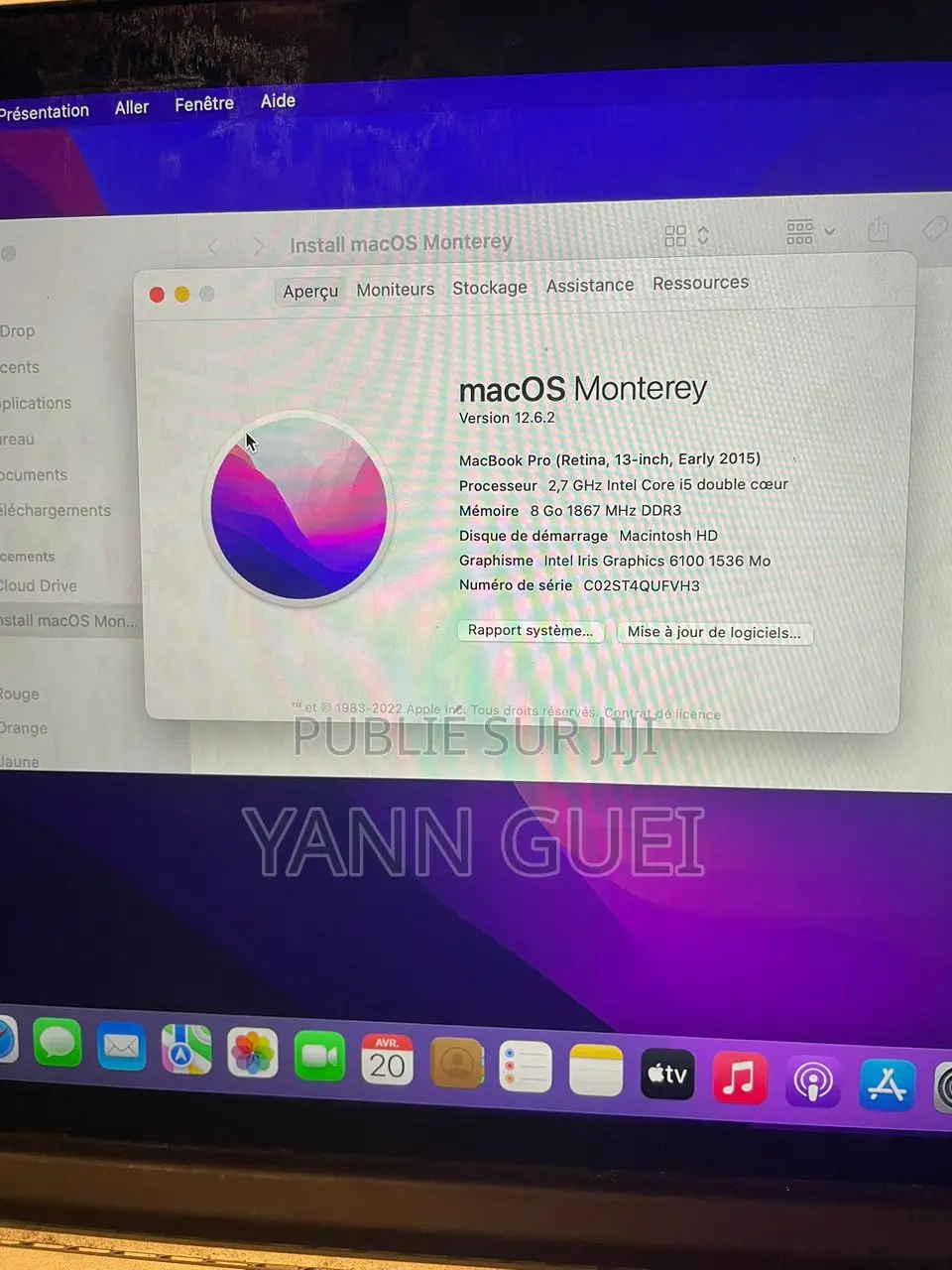 Ordinateur portable Apple MacBook Pro 2015 8GB Intel Core i5 HDD 128GB