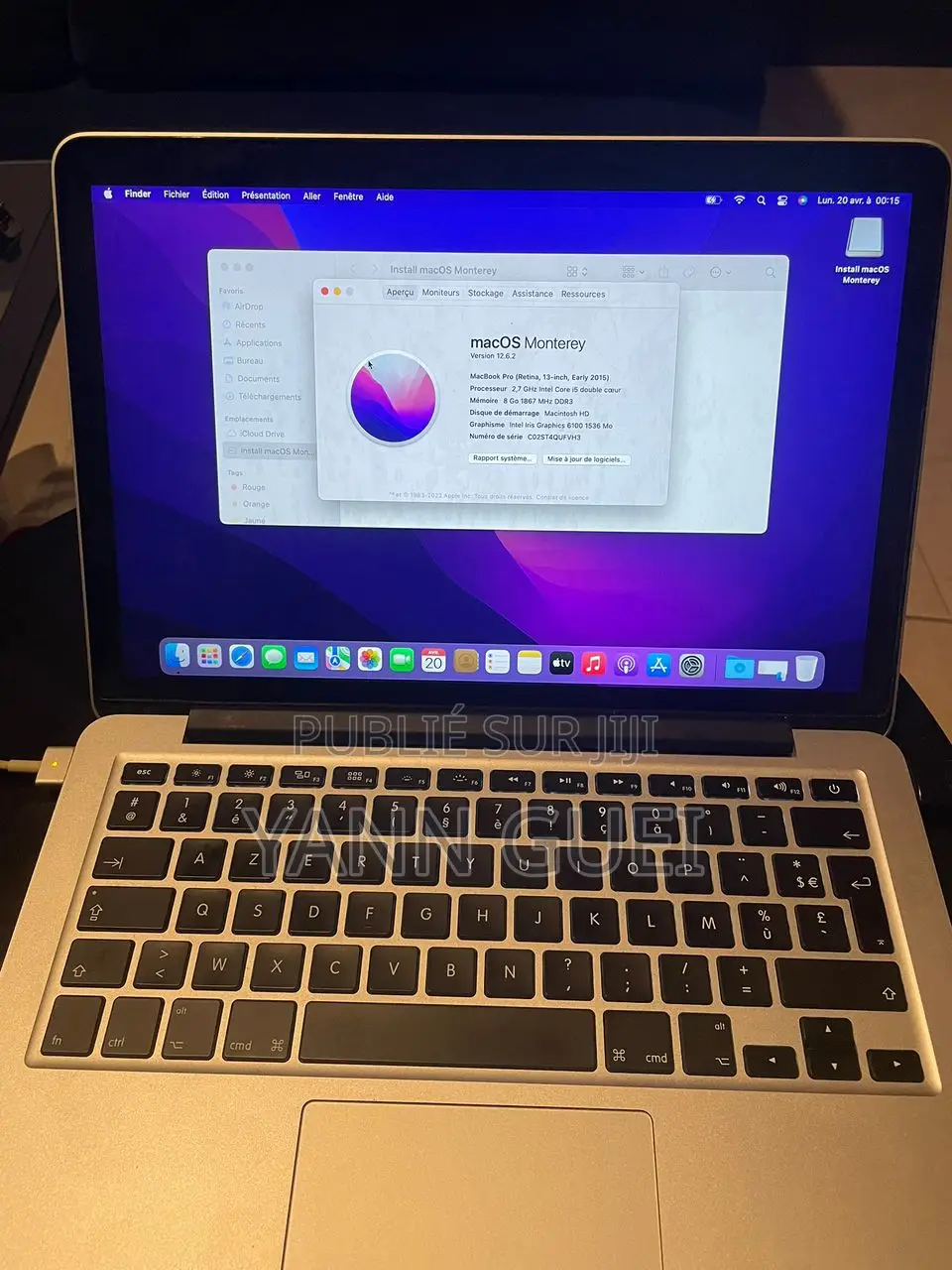 Ordinateur portable Apple MacBook Pro 2015 8GB Intel Core i5 HDD 128GB