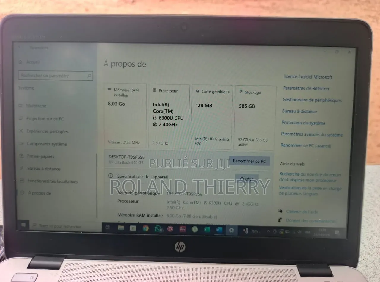 Ordinateur portable HP EliteBook 840 G3 8GB Intel Core i5 SSD 512GB