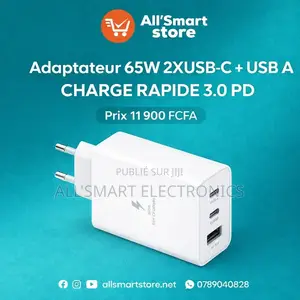 Chargeur Type-C 65w Fast Charge 3 Ports