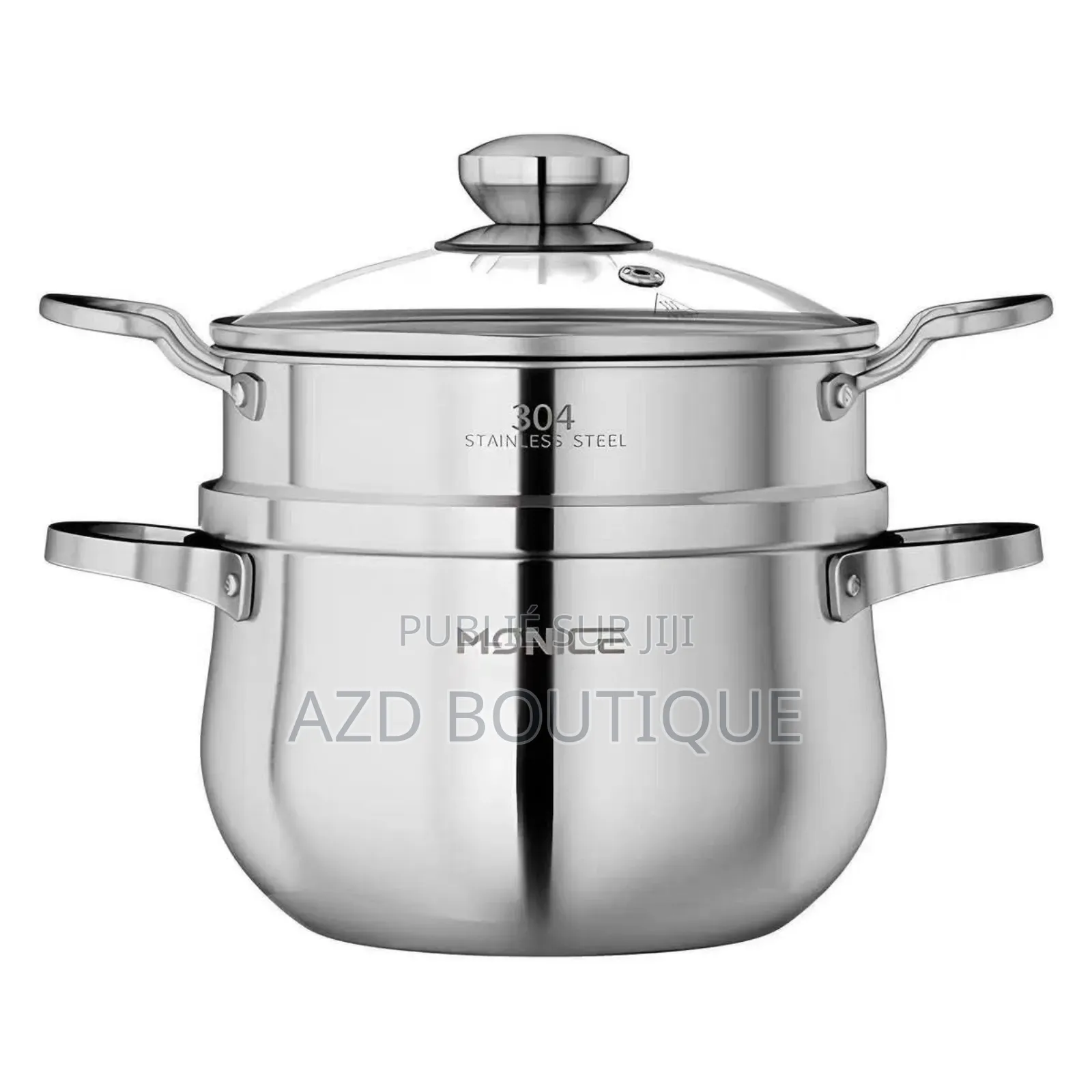 Couscoussier en Inox Avec Couvercle en Verre (20,22,24,26cm)