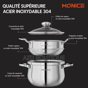 Couscoussier en Inox Avec Couvercle en Verre (20,22,24,26cm)