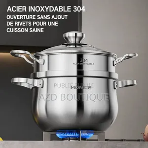 Couscoussier en Inox Avec Couvercle en Verre (20,22,24,26cm)