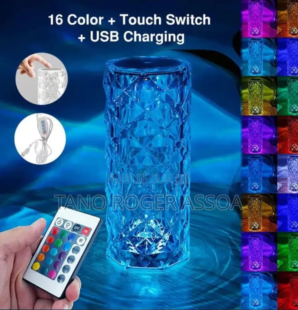 Lampe Tactile Cristal Rechargeable Et Télécommandée