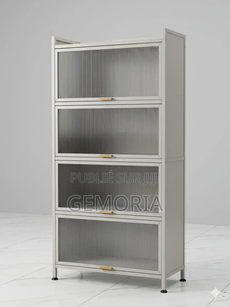 Armoire De Rangement Moderne À 4 Compartiments Avec Portes Coulissante