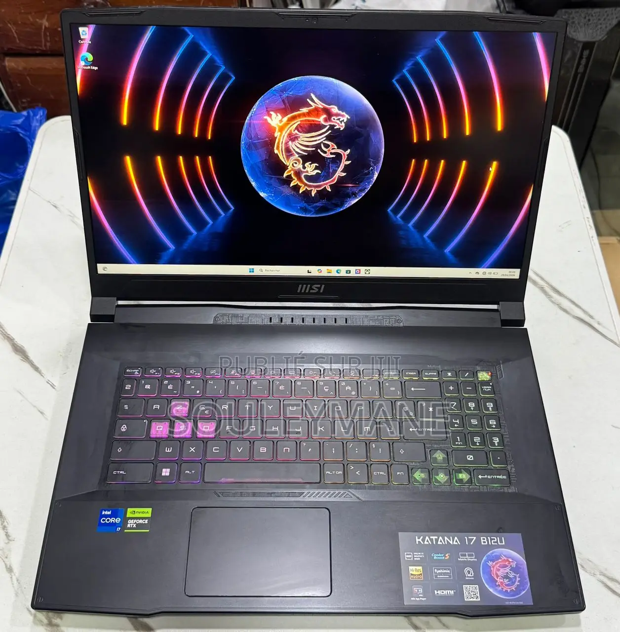 Ordinateur portable MSI Katana 17 16GB Intel Core i7 SSD 512GB