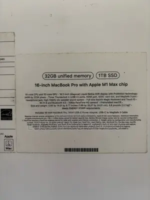 Nouveau Apple MacBook Pro 2021 M1 32GB Apple M1 Max SSD 1T