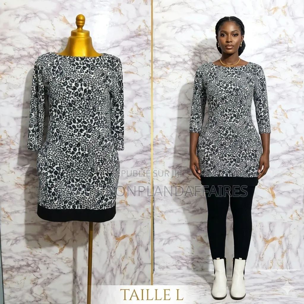 Haut Blanc-Noir Motif Léopard Pour Femme. Solde : 1500fcfa