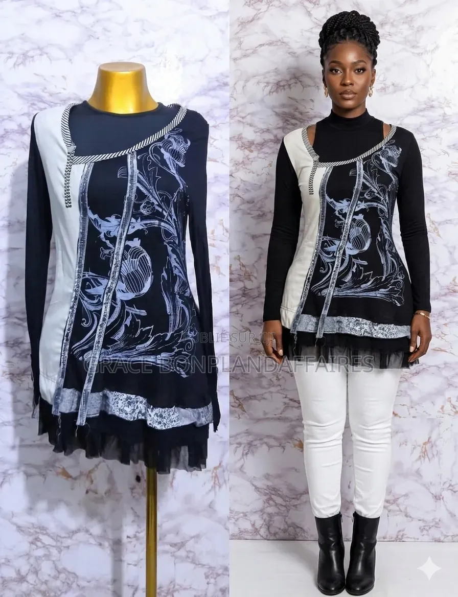Blanc-Noir Haut Chic Et Élégant . Solde : 1500fcfa