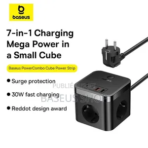 Multiprise Baseus Cube 30w – 7 Ports (3ac + Usb + Usb-C) Charge Rapide