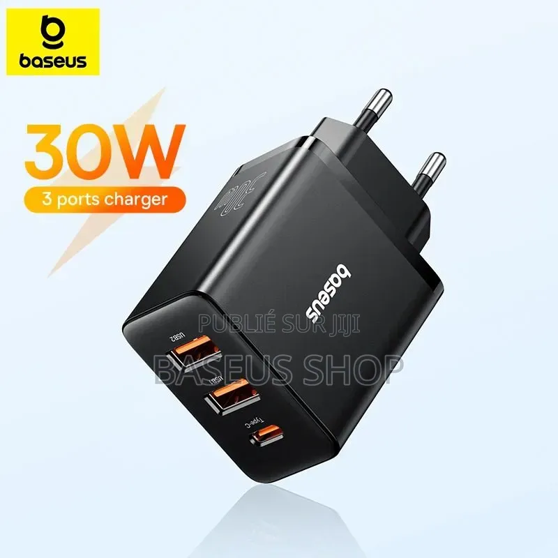 Chargeur Rapide Baseus Usb Type-C + 2x Usb 30w 3a