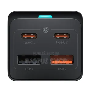 Chargeur Bureau Baseus Gan3 Pro 65w – Ac + 2 Usb + 2 Type-C (Eu) Noir