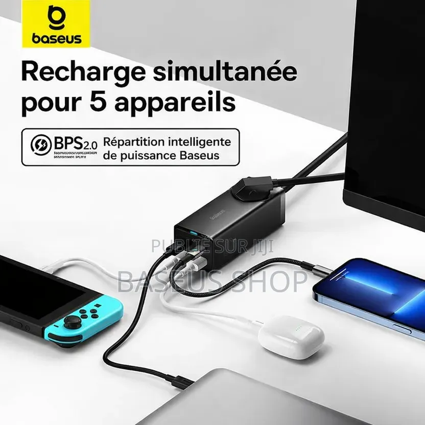 Chargeur Bureau Baseus Gan3 Pro 65w – Ac + 2 Usb + 2 Type-C (Eu) Noir