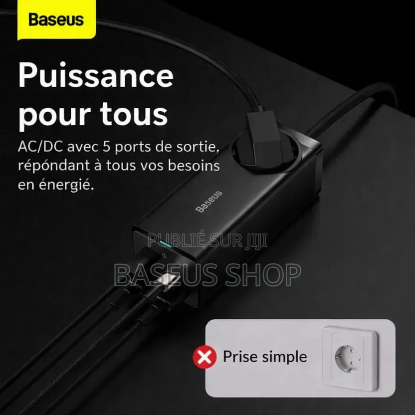 Chargeur Bureau Baseus Gan3 Pro 65w – Ac + 2 Usb + 2 Type-C (Eu) Noir