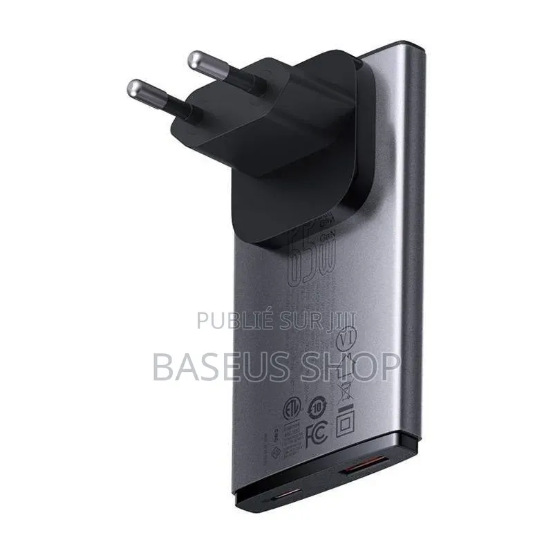 Chargeur Baseus Gan5 65w Usb-C + Usb-a Charge Rapide Pc Smartphone