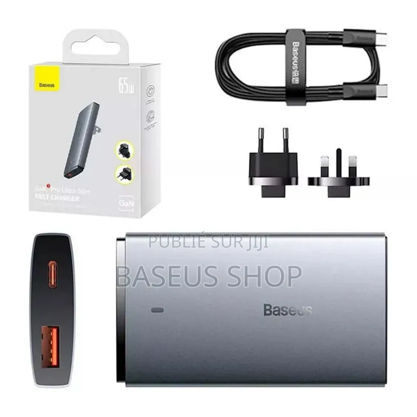 Chargeur Baseus Gan5 65w Usb-C + Usb-a Charge Rapide Pc Smartphone