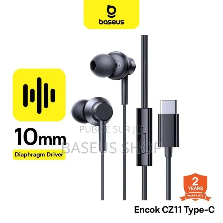 Écouteurs Filaires Baseus Encok Cz11 Usb Type-C Avec Micro Noir