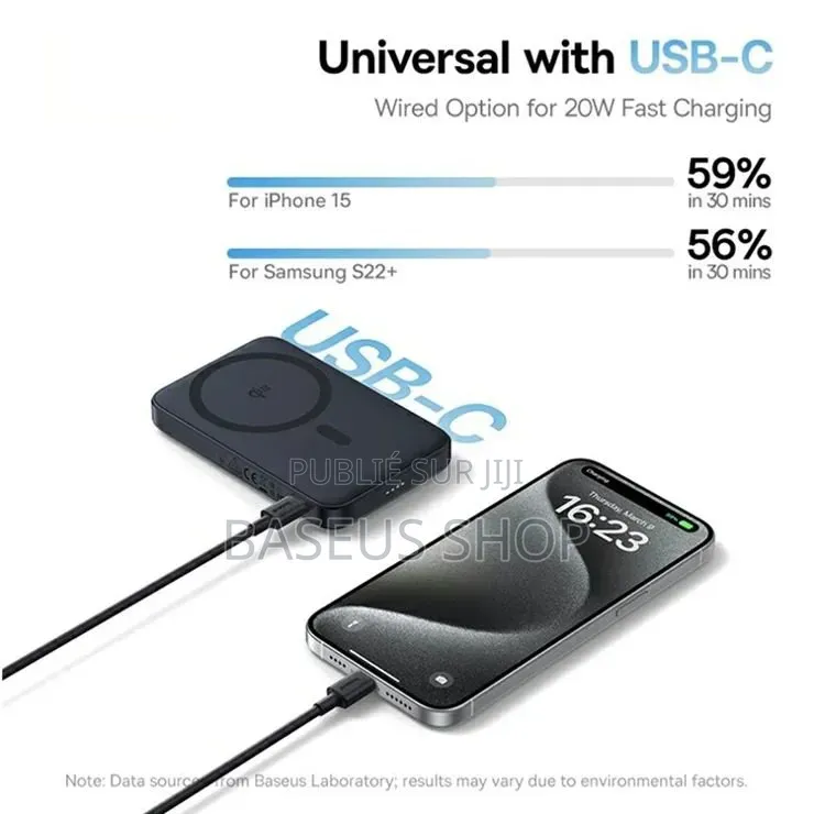 Powerbank Baseus Qi2 Magsafe 5000mah 20w + Chargeur Sans Fil Picogo
