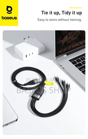 Câble Baseus 3 en 2 Usb-C + Usb Vers M+L+C 100w 1.2m Gris