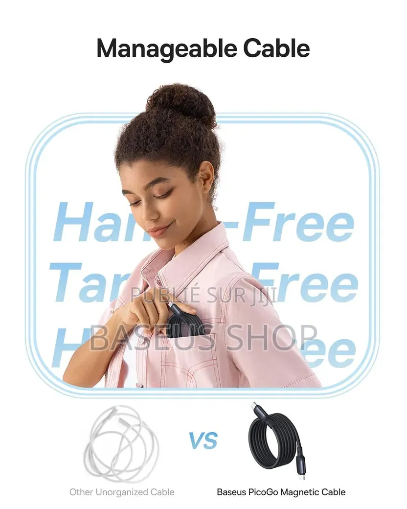 Câble Magnétique Usb-C Baseus Picogo, 240 W, Enroulé, Compatible Avec