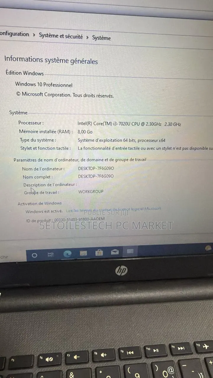 Nouveau Ordinateur portable HP 250 G6 8GB Intel Core i3 HDD+SSD 500GB
