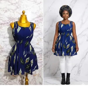 Robe Courte Africaine Bleu. Solde : 1500fcfa