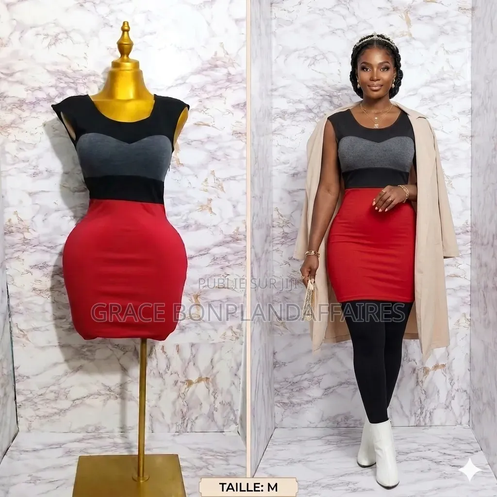 Mini Robe Rouge Et Noire Taille S, M. Solde : 1500fcfa