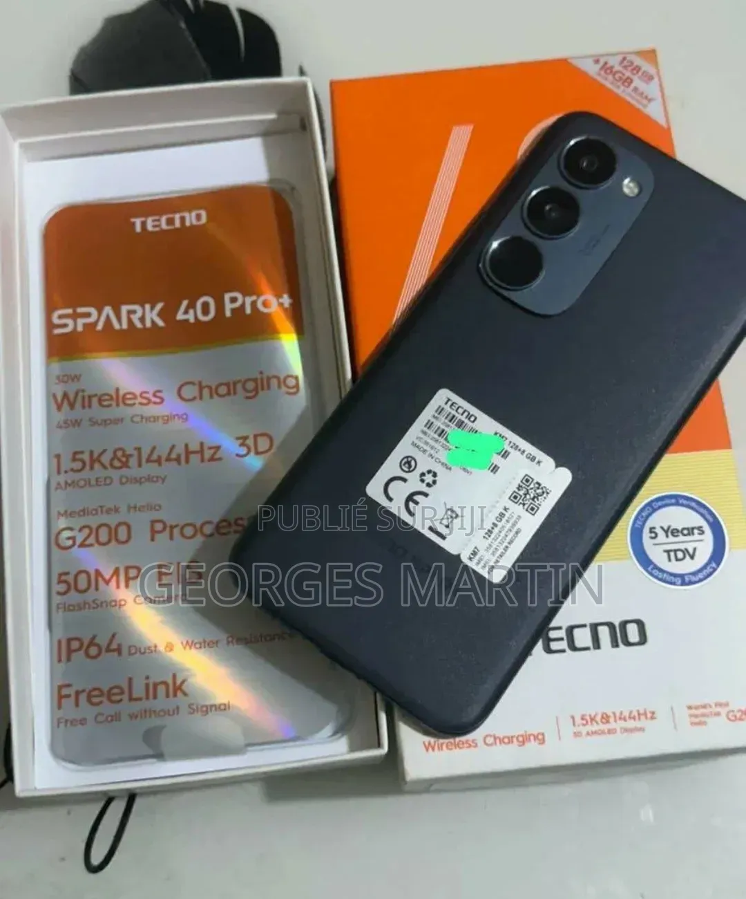 Nouveau Tecno Spark 40 128 GB Noir