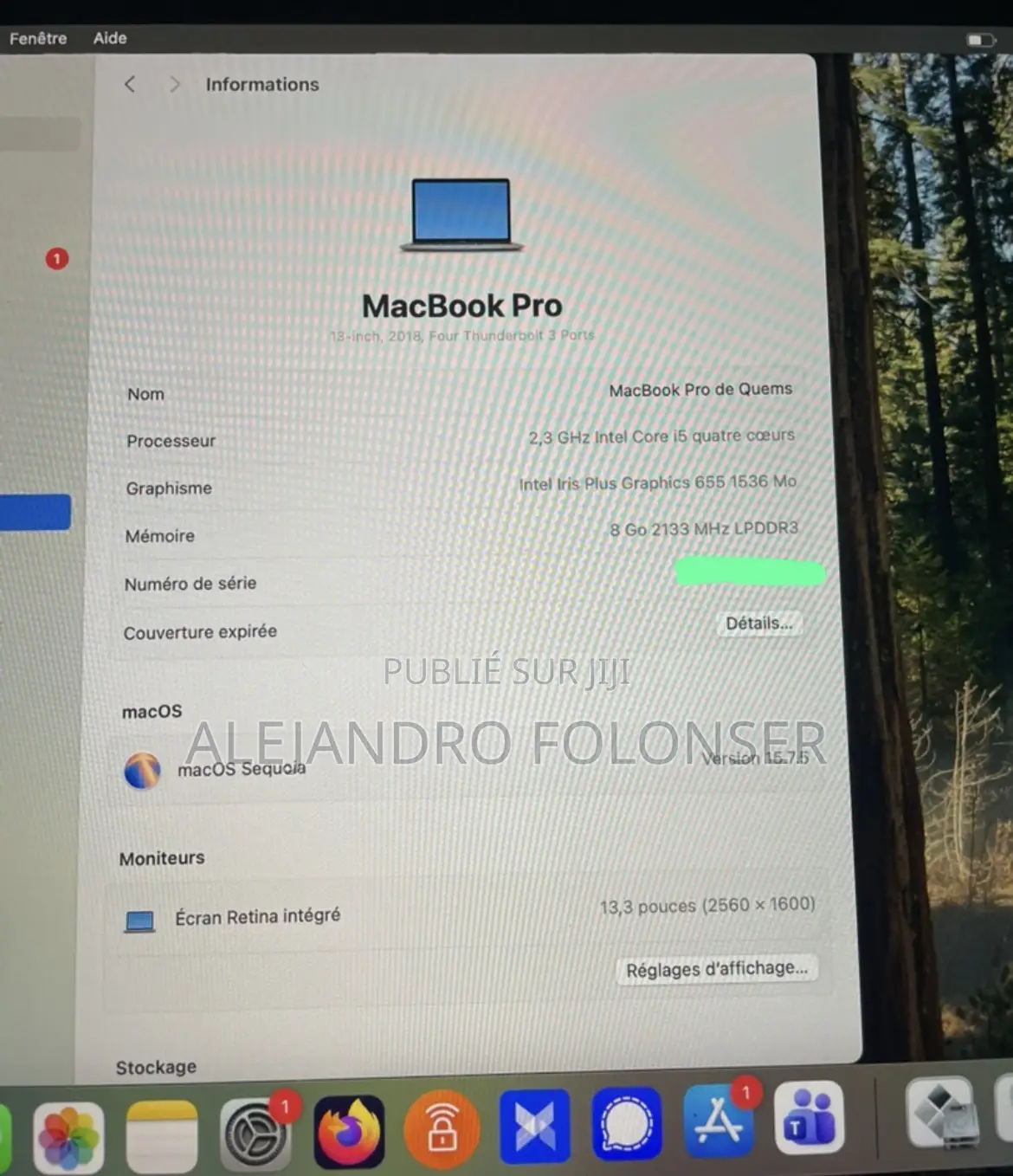 Ordinateur portable Apple MacBook 2018 8GB Intel Core 5 HDD 500GB