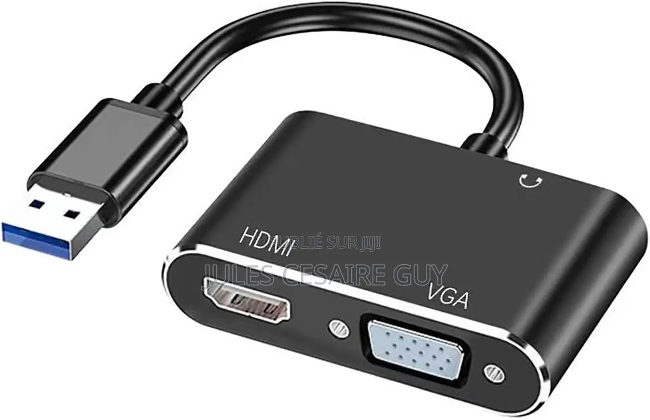 Adapatateur Usb 3.0 Vers Hdmi, Vga Femelle Et Entrée Jack 3.5mm