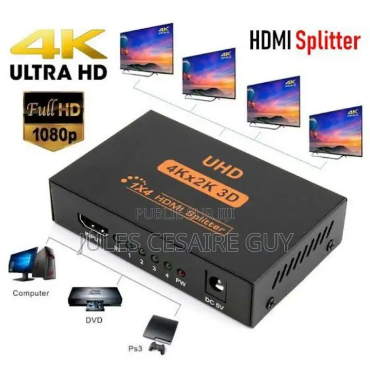 Splitter 1x4 Ports Hdmi 1 Entrée 4 Sorties Full Ultra Hd 3d