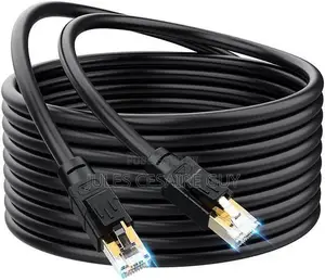 Cable Reseau Ethernet Rj45 50m Cat.6a Noir, Haut Débit 500mhz