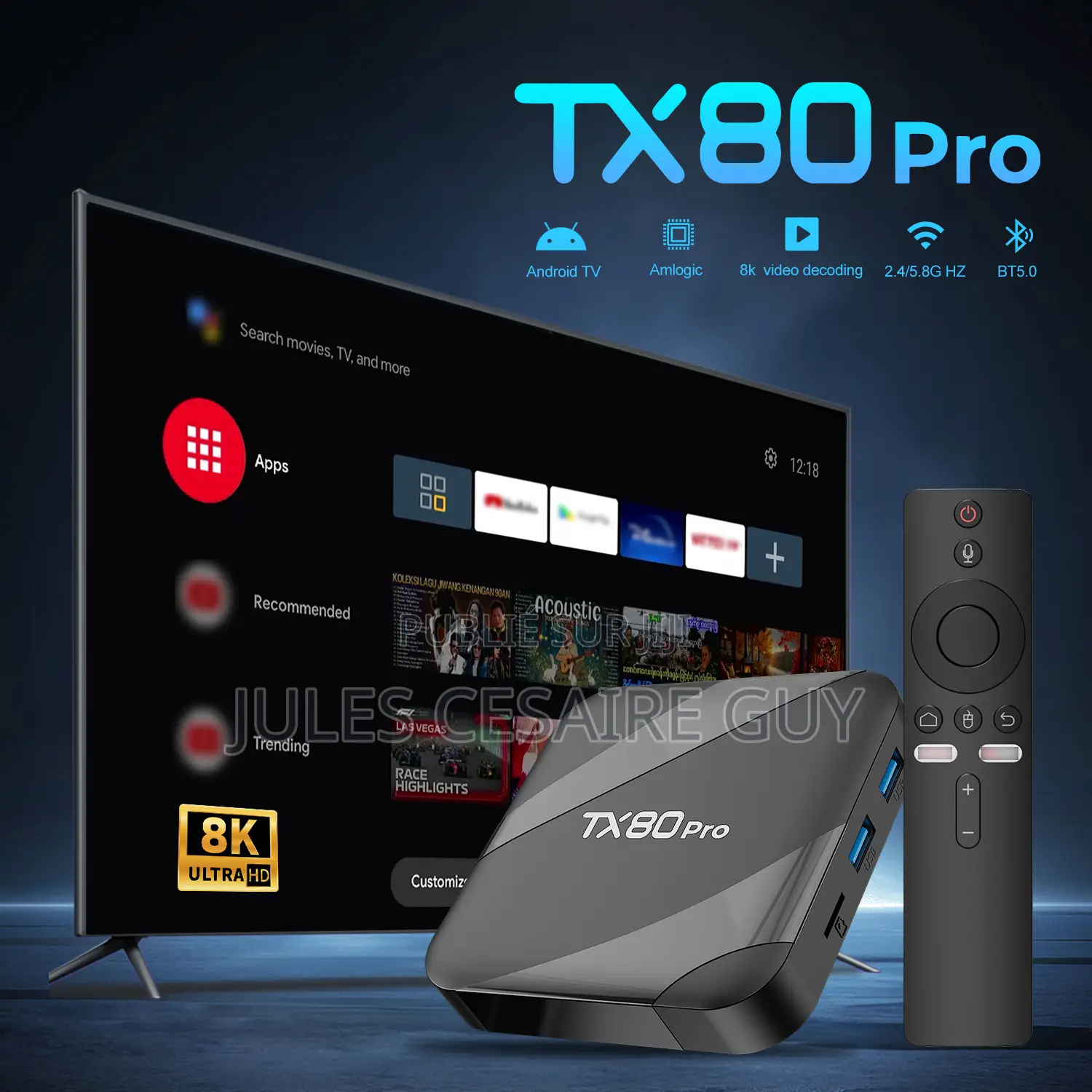 Boîtier Tv Android Tx80 Pro – 16 Go De Ram, 256 Go De Rom