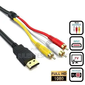Câble Hdmi Vers Rca1,5 Mètre 3 Broches Rouge, Jaune Et Blanc