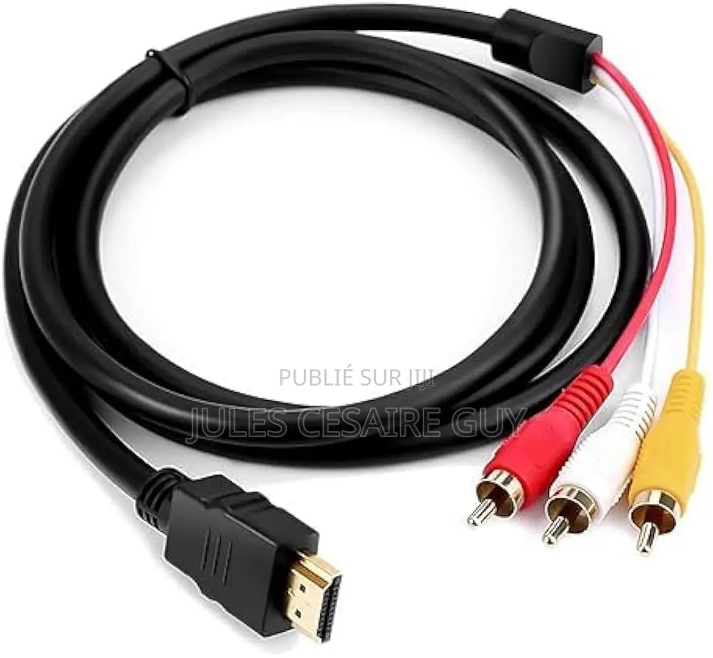 Câble Hdmi Vers Rca1,5 Mètre 3 Broches Rouge, Jaune Et Blanc