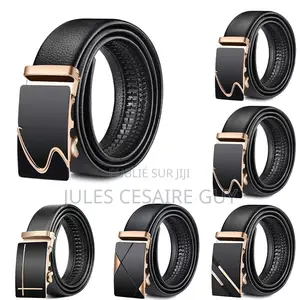 Ceinture en Simili Cuir Boucle Automatique - Noir Or
