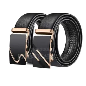 Ceinture en Simili Cuir Boucle Automatique - Noir Or