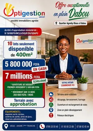 10 Lots De 400 M2 a Dabou
