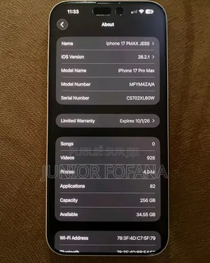 Nouveau Apple iPhone 17 Pro Max 2 TB Blanc
