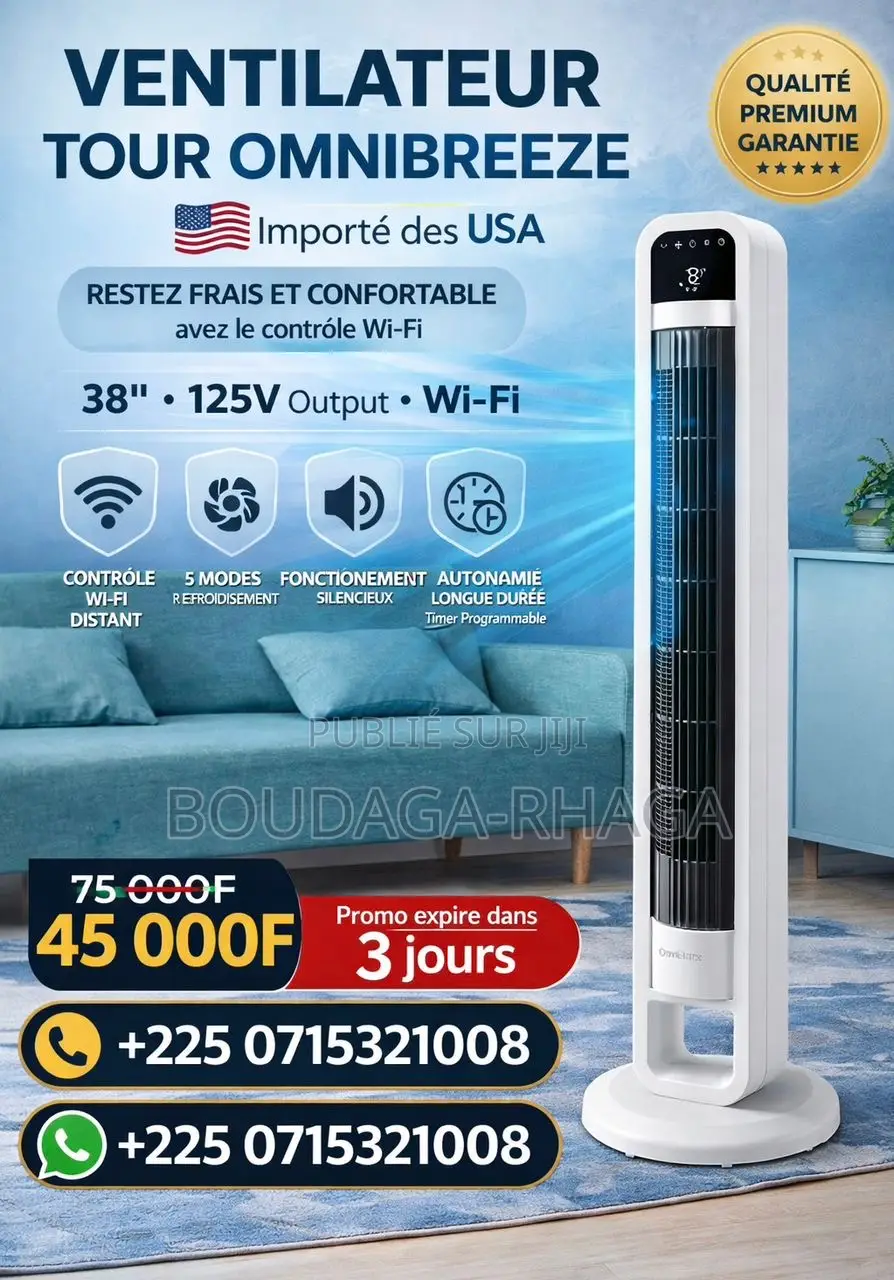 Ventilateur Tour Omnibreeze Digital 97cm Intelligente Et Télécommande