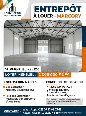 Entrepôt 225 M2 À Louer Marcory Vge