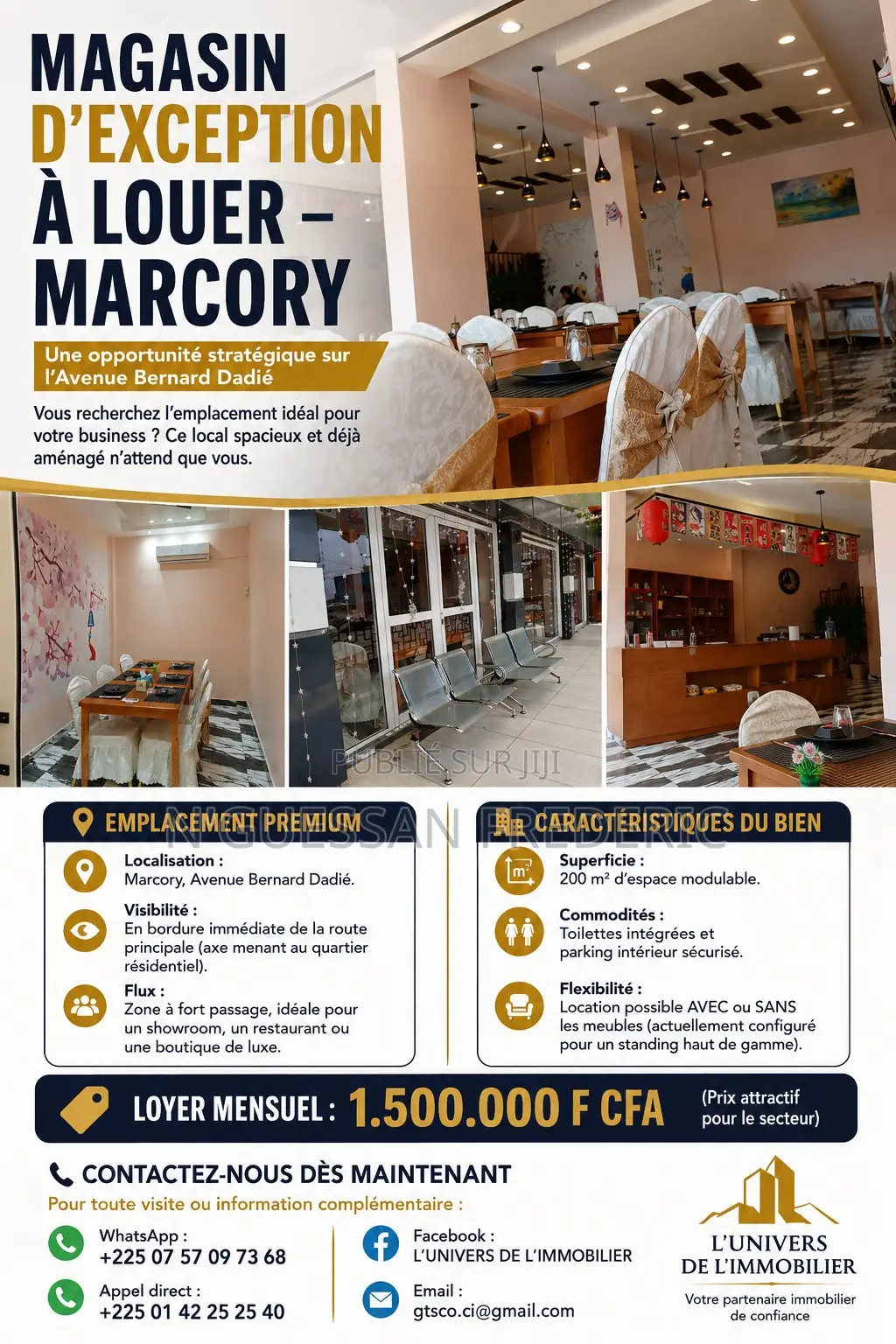 Magasin 200 M2 À Louer Marcory Route Principale Du Quartier Résidentie