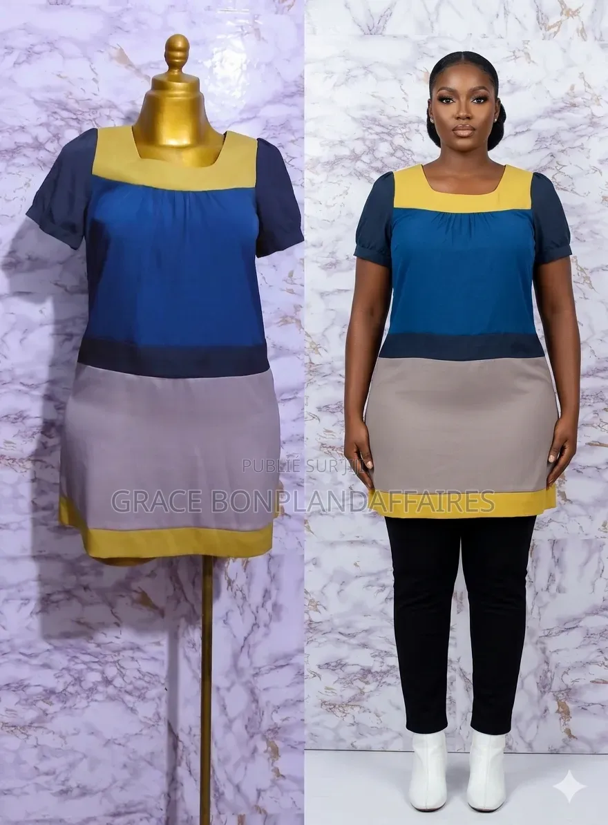 Haut Bleu Et Gris Pour Femme. Solde : 1500fcfa