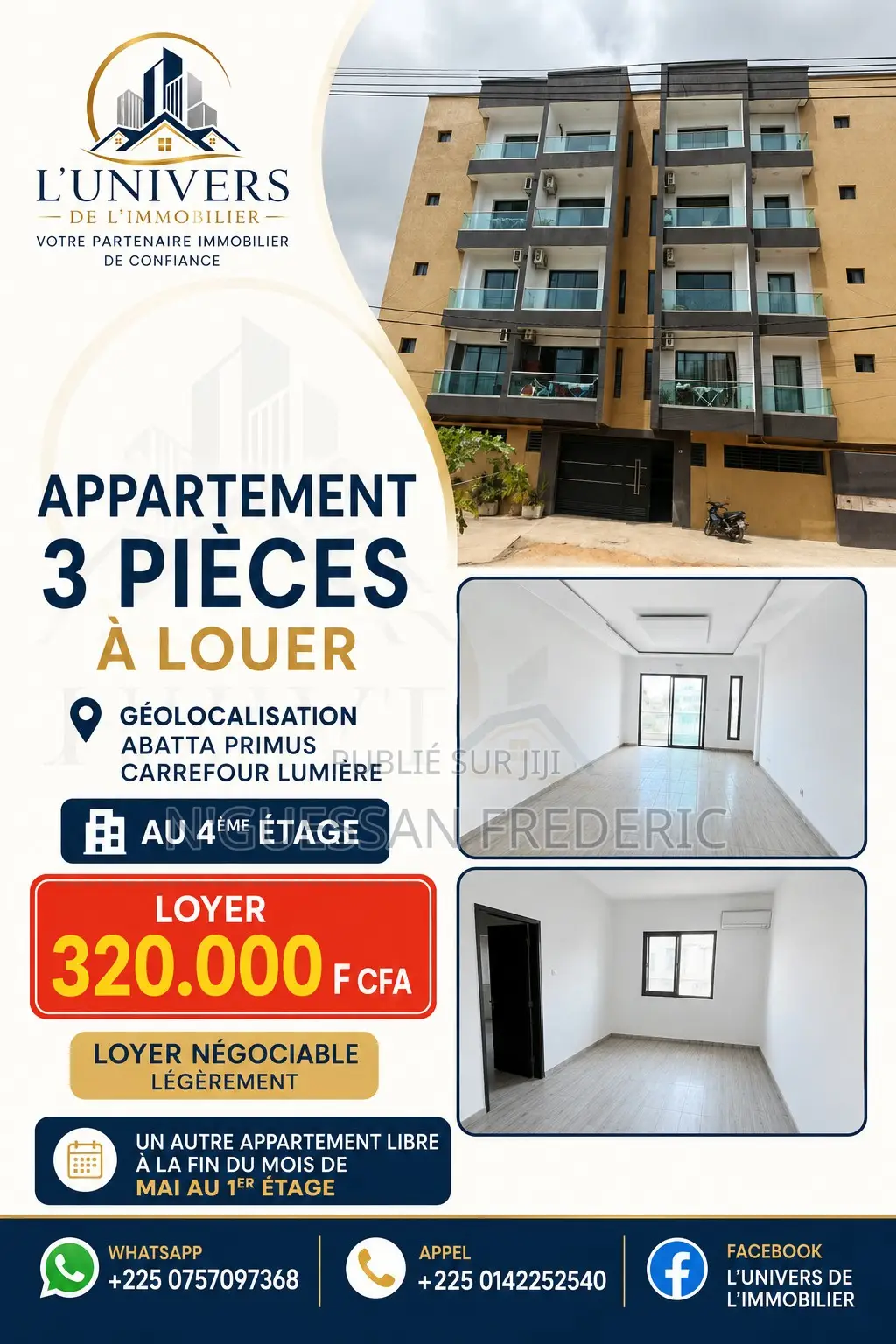 3chbre Appartement dans Cocody à Louer