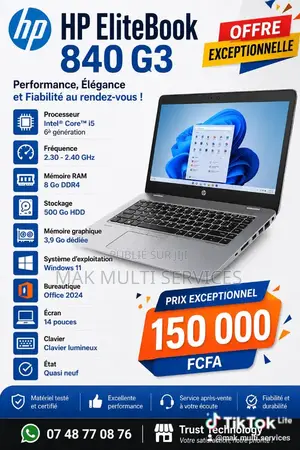 Ordinateur portable HP EliteBook 840 G3 8GB Intel Core i5 HDD 500GB