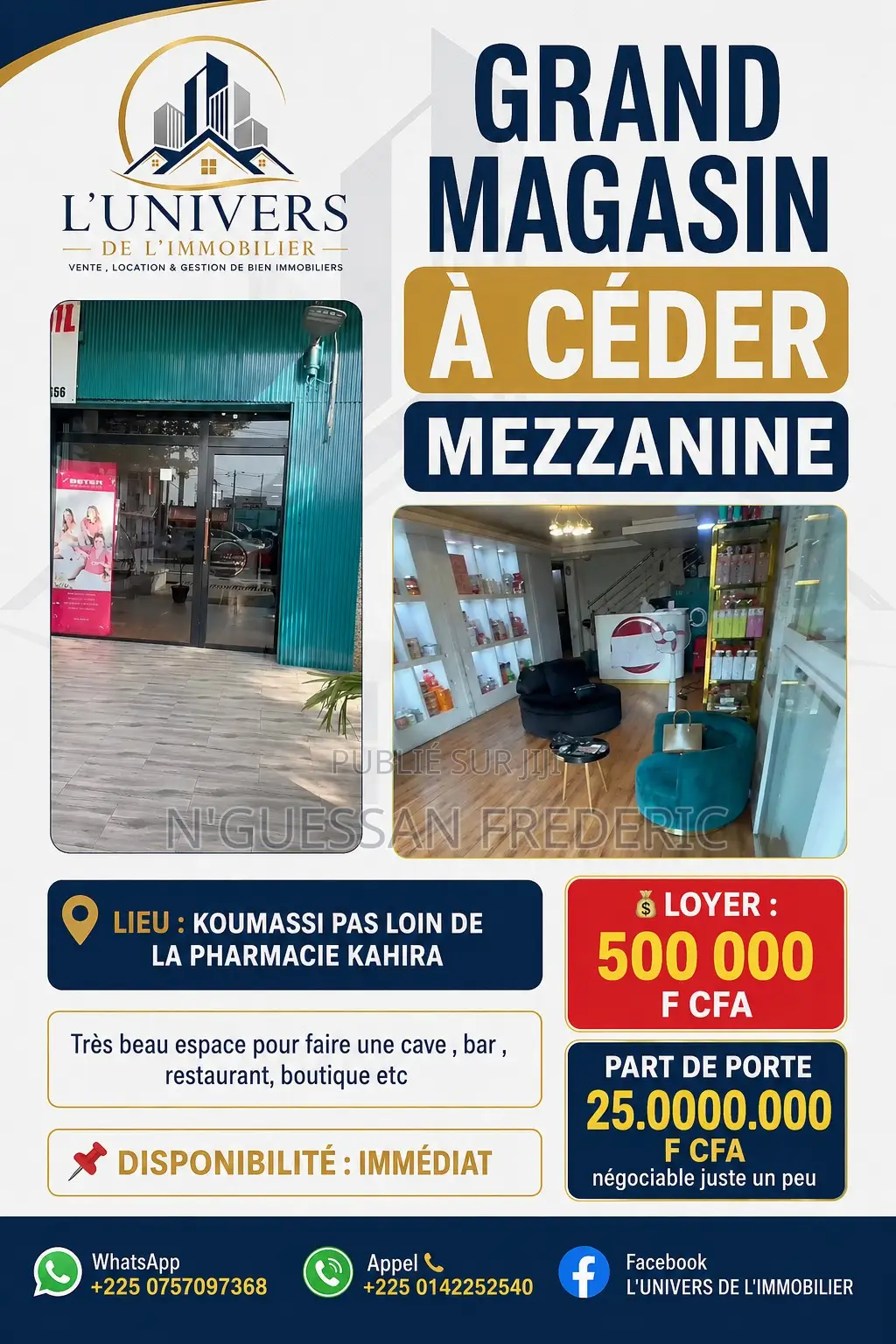 Grand Magasin en Mezzanine À Céder À Koumassi Kahira
