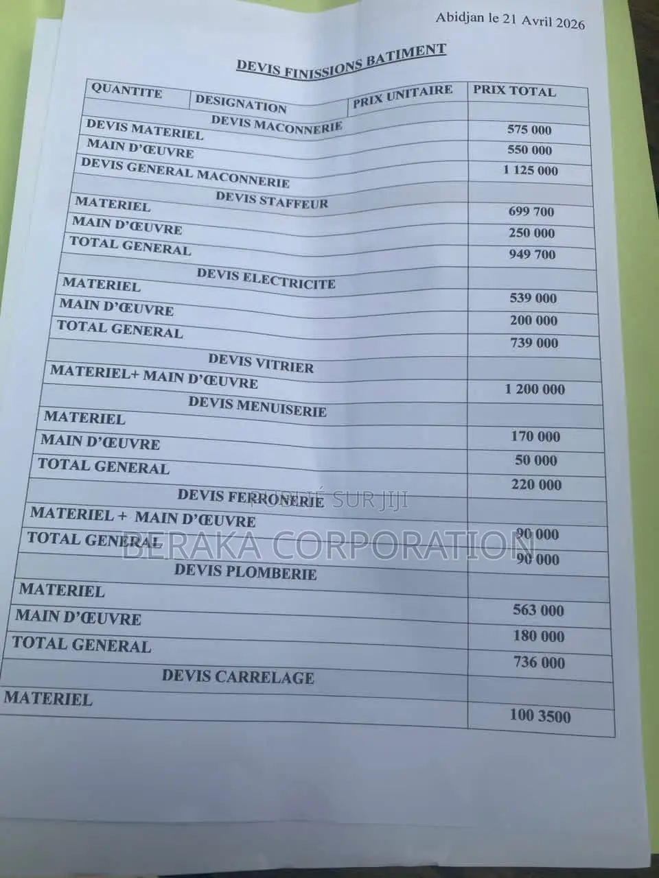 Studio dans Beraka Corporation, Cocody à Vendre